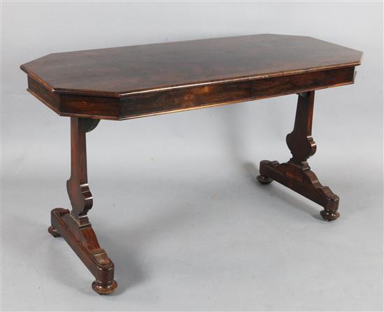 An early Victorian rosewood library table, W.4ft 6in. D.1ft 11in. H.2ft 6in.